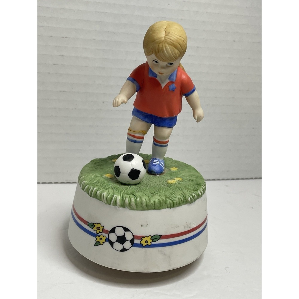 Music Box Company Playmate Soccer  Football Girl Musical Figurine San Francisco